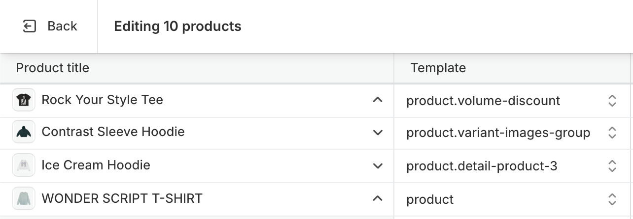 Product bulk edit