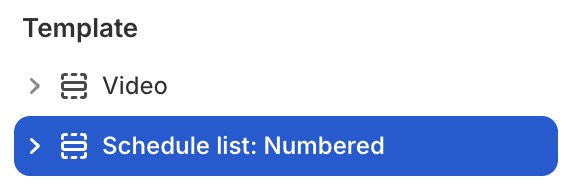 Schedule list: Numbered