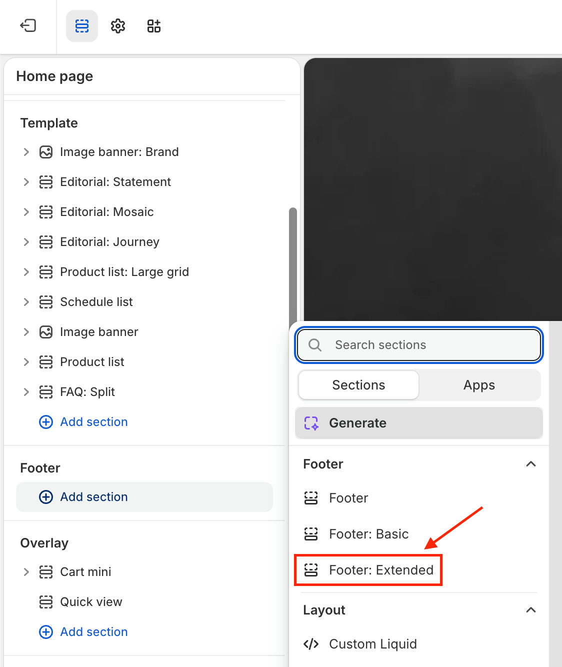 select footer